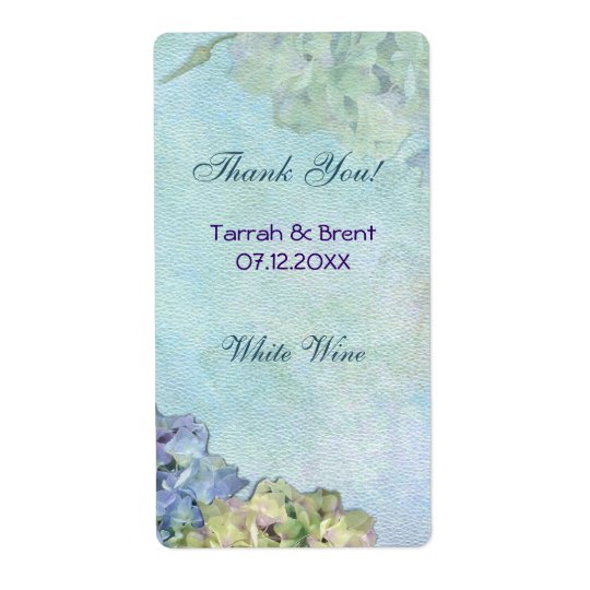 Watercolor Hydrangea - Wine Label Medium Shipping Label