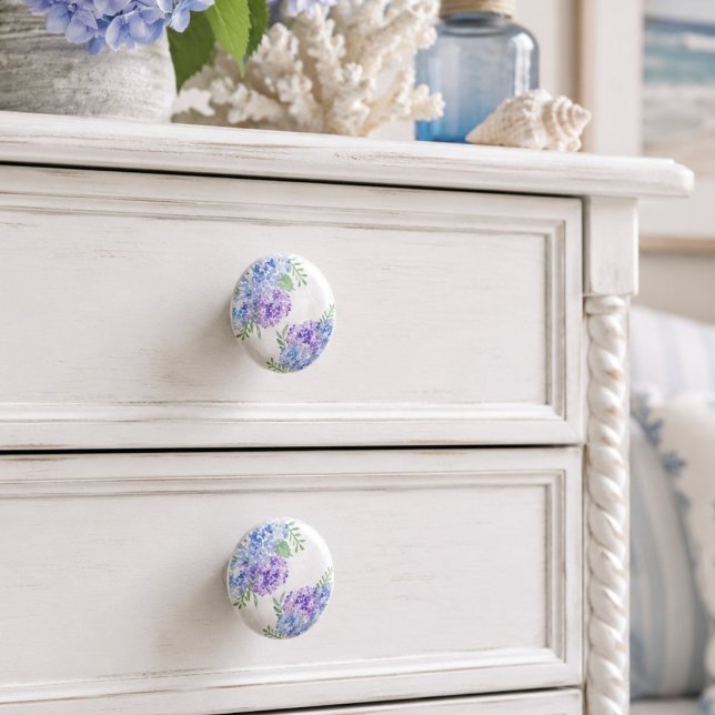 Watercolor Hydrangeas Chic Floral   Ceramic Knob (Creator Uploaded)