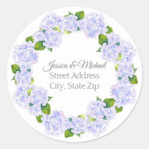 Watercolor Hydrangeas Wreath  Classic Round Sticker
