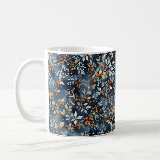 Watercolor Ice Blue Winter Floral Pattern Mug