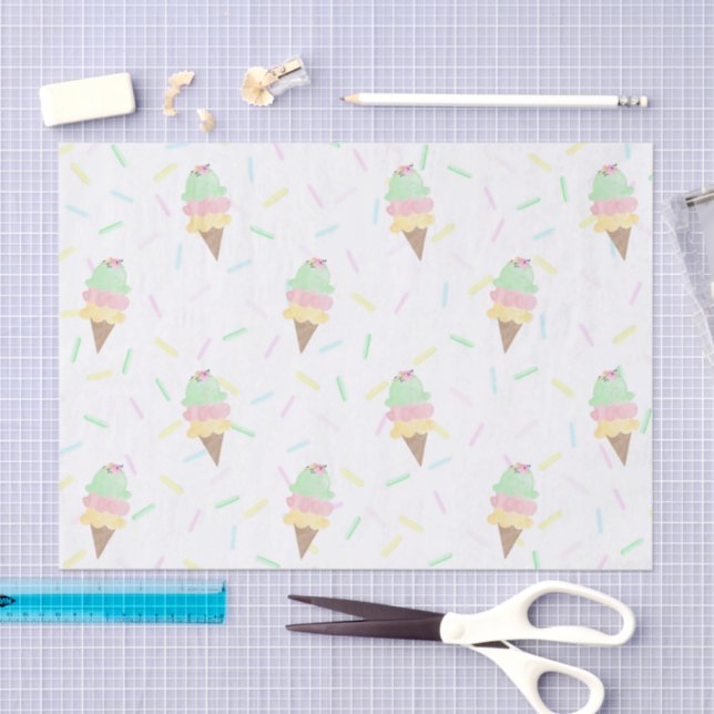 Watercolor Ice Cream and Sprinkle Party Tissue Paper (Craft)