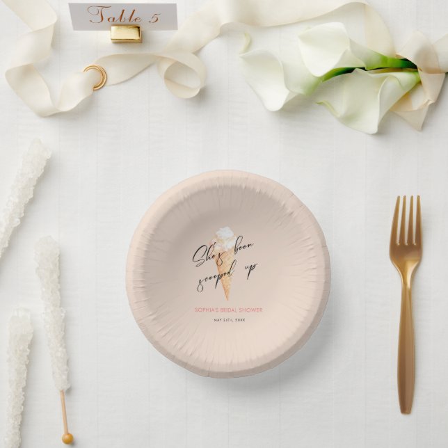 Watercolor Ice Cream Bridal Shower  Paper Plate (Wedding)