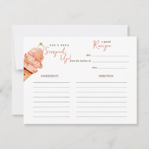 Watercolor Ice cream Bridal shower Recipe card