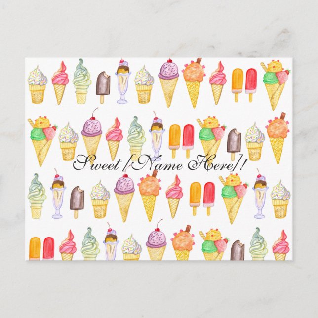 Watercolor Ice Cream - Carte postale (Devant)