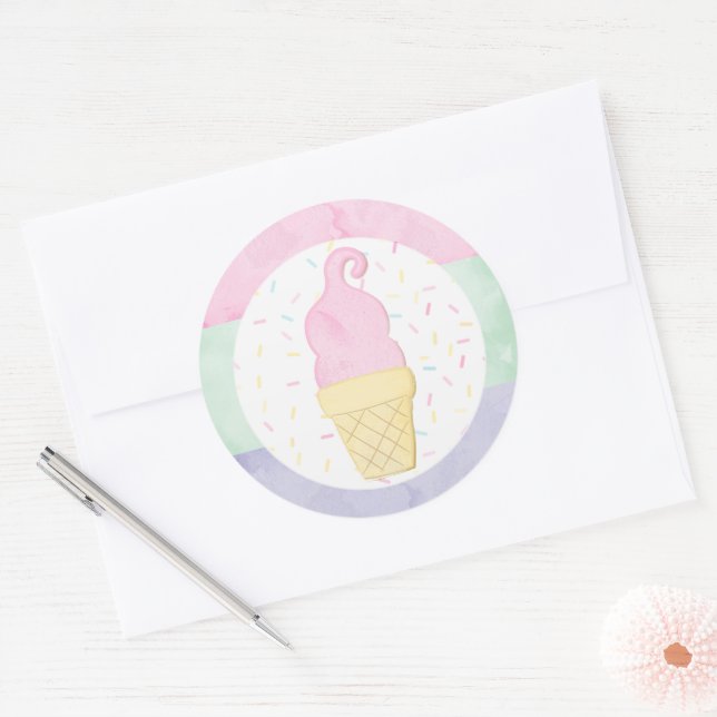 Watercolor Ice Cream Cone Sprinkles Envelope Seal (Envelope)