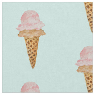 Watercolor Ice Cream Fabric (turquoise)