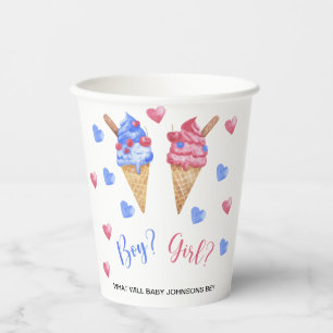 Watercolor Ice cream gender reveal Paper Cups