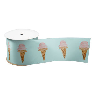 Watercolor Ice Cream Ribbon (turquoise) Satin Ribbon