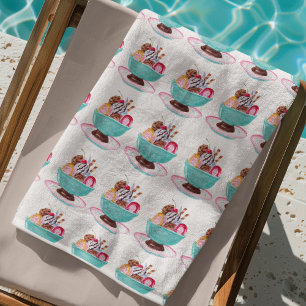 Watercolor Ice Cream Sundae Kids Beach Towel