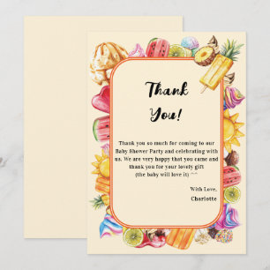 Watercolor Ice Cream Sweet Baby Shower Thank You Card