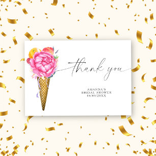 Watercolor ice cream - thank you bridal shower  card