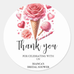 Watercolor Ice Cream Thank you Bridal Shower Classic Round Sticker