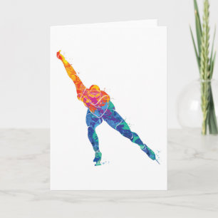 Watercolor Ice Skate Card