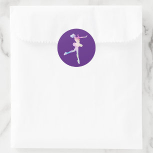 Watercolor Ice Skating Girl Classic Round Sticker