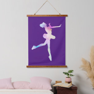 Watercolor Ice Skating Girl    Hanging Tapestry