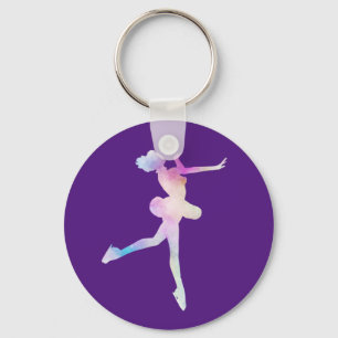 Watercolor Ice Skating Girl  Keychain