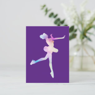 Watercolor Ice Skating Girl  Postcard