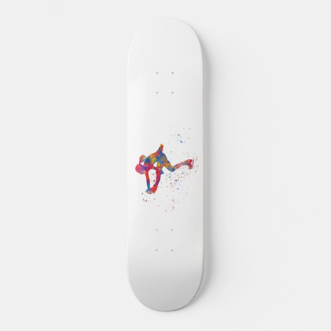 Watercolor ice skating skateboard (Front)