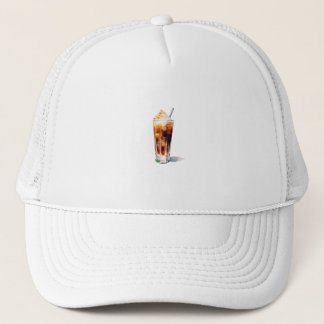 Watercolor Iced Coffee with Cream Cocktail Drink Trucker Hat