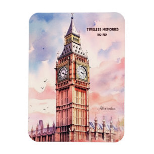 Watercolor Iconic Landmark City London Big Ben Magnet