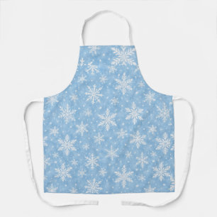 Watercolor Icy Blue Snowflake Pattern Apron