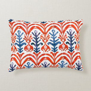 Watercolor Ikat seamless pattern. Decorative flora Accent Pillow