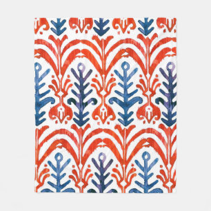 Watercolor Ikat seamless pattern. Decorative flora Fleece Blanket