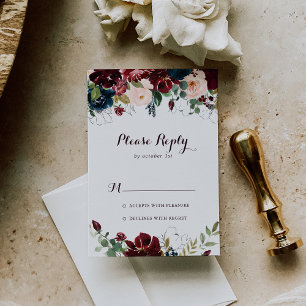 Watercolor Illustrated Fall Floral RSVP Card