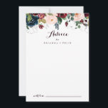 Watercolor Illustrated Fall Floral Wedding Advice Card<br><div class="desc">This watercolor illustrated fall floral wedding advice card is perfect for a simple wedding. The design features artistic hand-painted watercolor navy blue, burgundy, red, blush roses and peonies with elegant green leaves, inspiring the colourful idyllic autumn beauty. These cards are perfect for a wedding, bridal shower, baby shower, graduation party...</div>