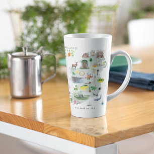 Watercolor Illustrated Map of Ireland   Monogram Latte Mug