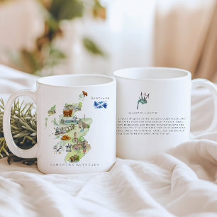 Watercolor Illustrated Map Scotland   Monogram Coffee Mug