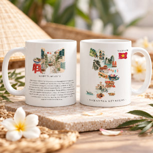 Watercolor Illustrated Map Vietnam Monogram Coffee Mug