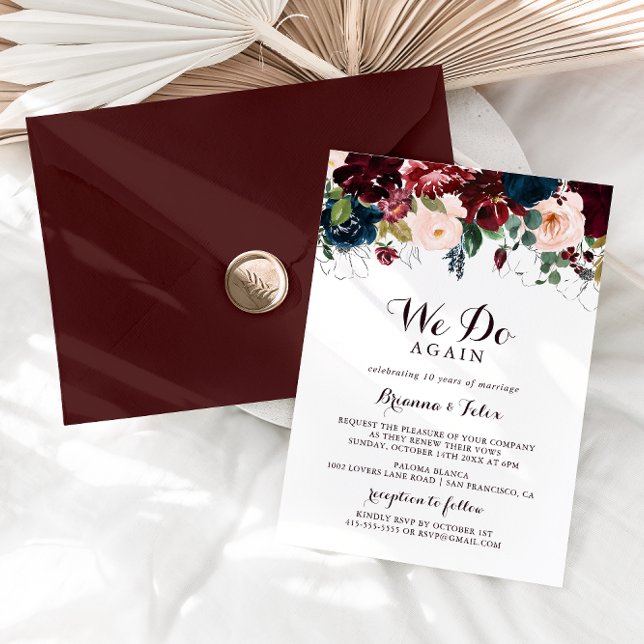 Watercolor Illustrated We Do Again Vow Renewal Invitation (Creator Uploaded)