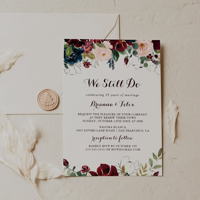 Watercolor Illustrated We Still Do Vow Renewal Invitation (Creator Uploaded)