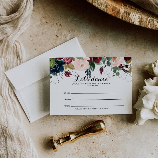 Watercolor Illustrated Wedding Song Request Card (Creator Uploaded)