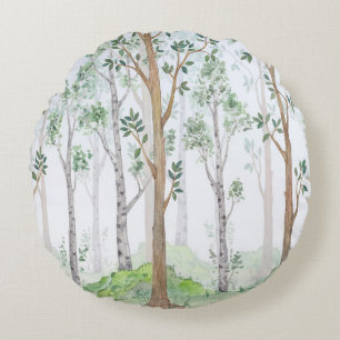 Watercolor illustration-Fairy forest. Children's i Round Pillow