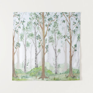 Watercolor illustration-Fairy forest. Children's i Tapestry