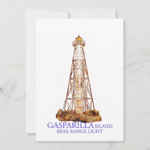 Watercolor Illustration Gasparilla Island Light Thank You Card