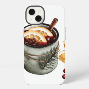 watercolor illustration of a winter mulled wine iPhone 13 case