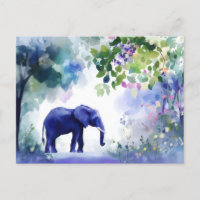 watercolor illustration of an elephant with flower