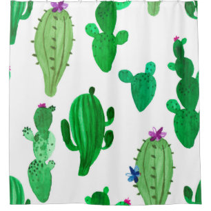 Watercolor illustration of green ink desert cactus