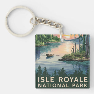 Watercolor Illustration of Isle Royale Keychain