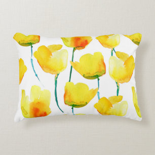 Watercolor illustration of tulips. Seamless patter Accent Pillow