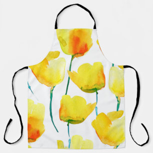 Watercolor illustration of tulips. Seamless patter Apron