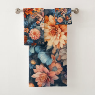 Watercolor Illustration rustic vintage elegant  Bath Towel Set