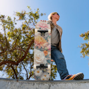 Watercolor Illustration rustic vintage elegant  Skateboard