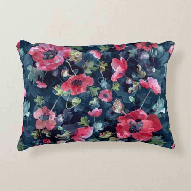 Watercolor illustration. Seamless pattern. Bouquet Accent Pillow (Front)