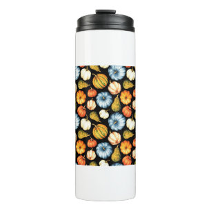 Watercolor illustration with pumpkins. Seamless wa Thermal Tumbler