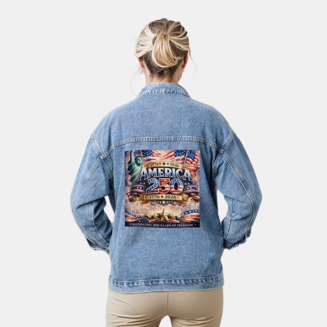 Watercolor  Independence Day Denim Jacket (Model)