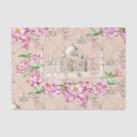 Watercolor Indian Lotus Flower Taj Mahal